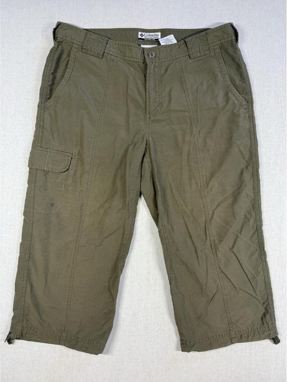 Columbia Cargo Capri Cropped Pants Women Sz 10 Olive Green Outdoor Hiking Cotton